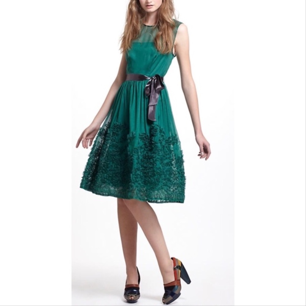 Anthropologie Silk Fit Flare Dress